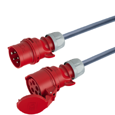 verlengkabel H07RNF 6mm2 CEE 5 pin 32A 400V rood PCE 15m