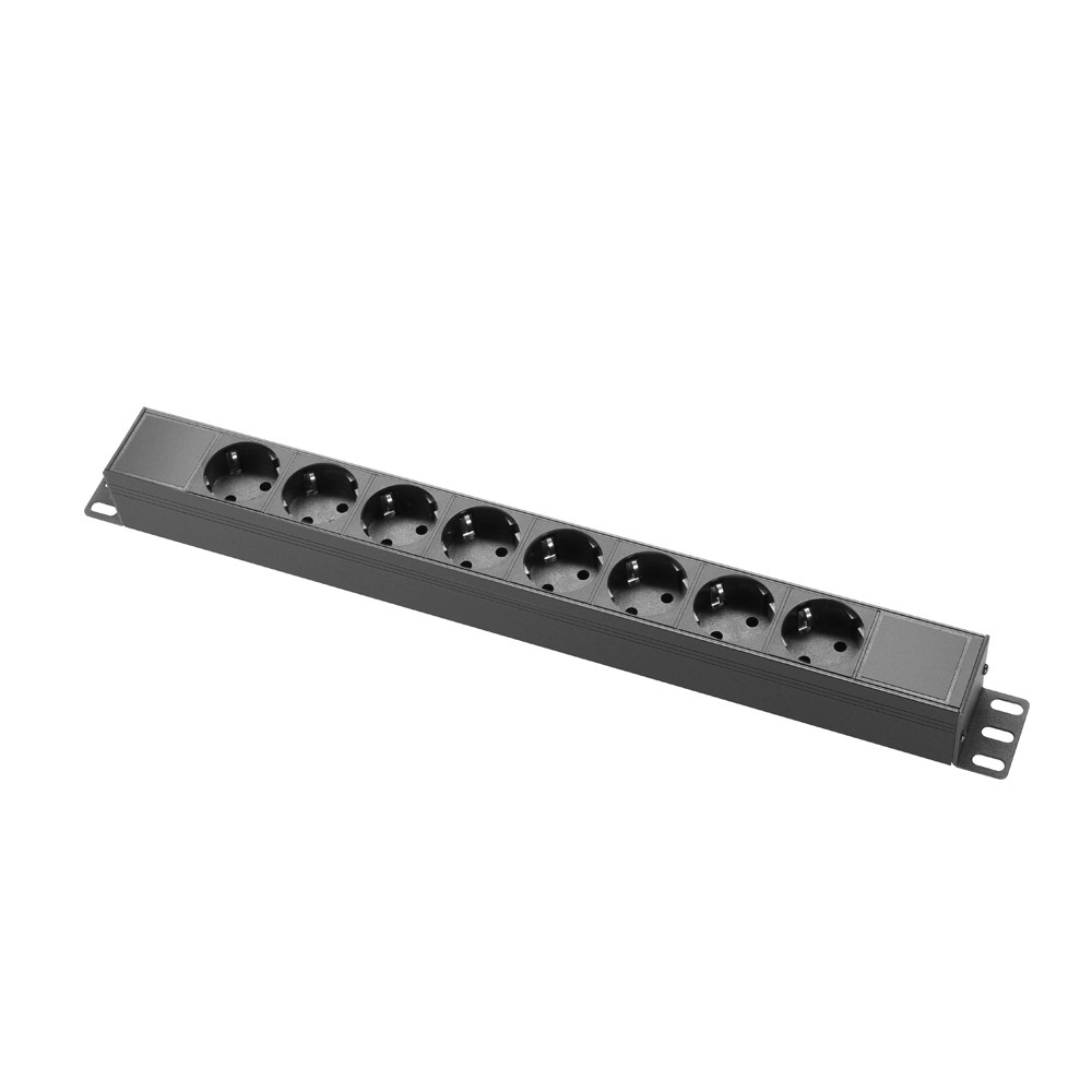 19" Stekkerblok 1U 8-voudig met schakelaar