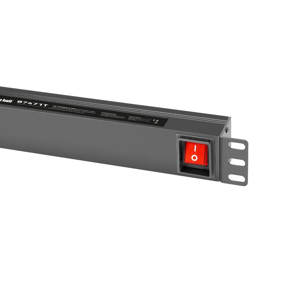 19" Stekkerblok 1U 8-voudig met schakelaar