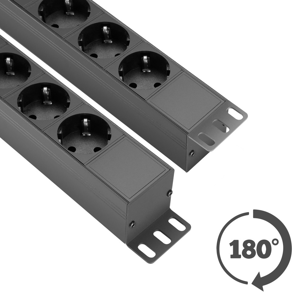 19" Stekkerblok 1U 8-voudig met schakelaar