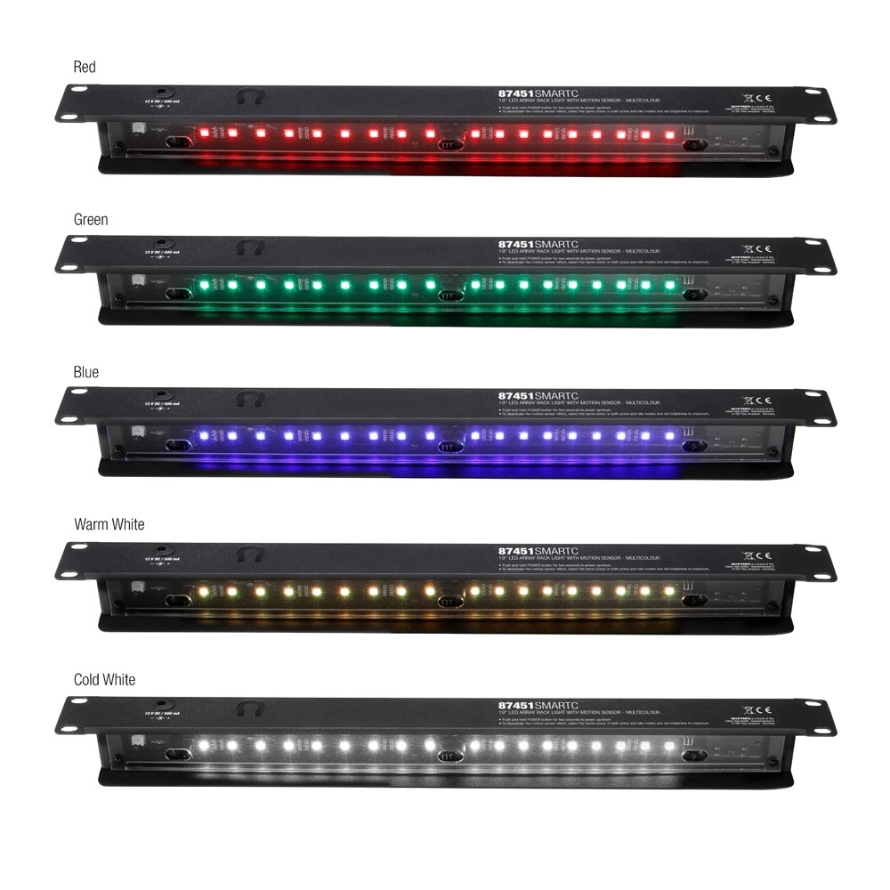 Adam Hall 19" 1U Rackverlichting LED Multicolor met bewegingsensor