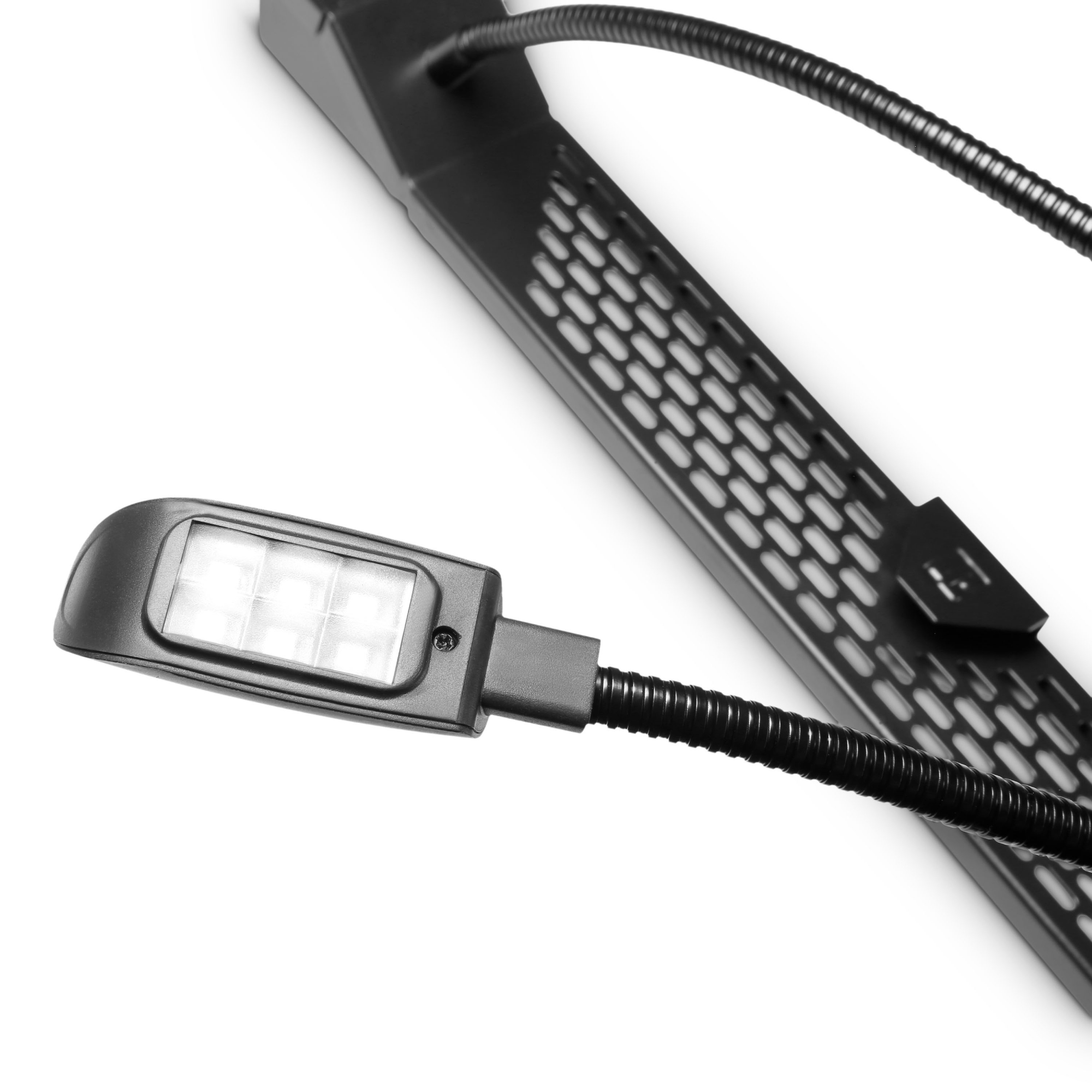 Adam Hall 19" Panel met dubbele zwanenhals LED verlichting Wit & Blauw