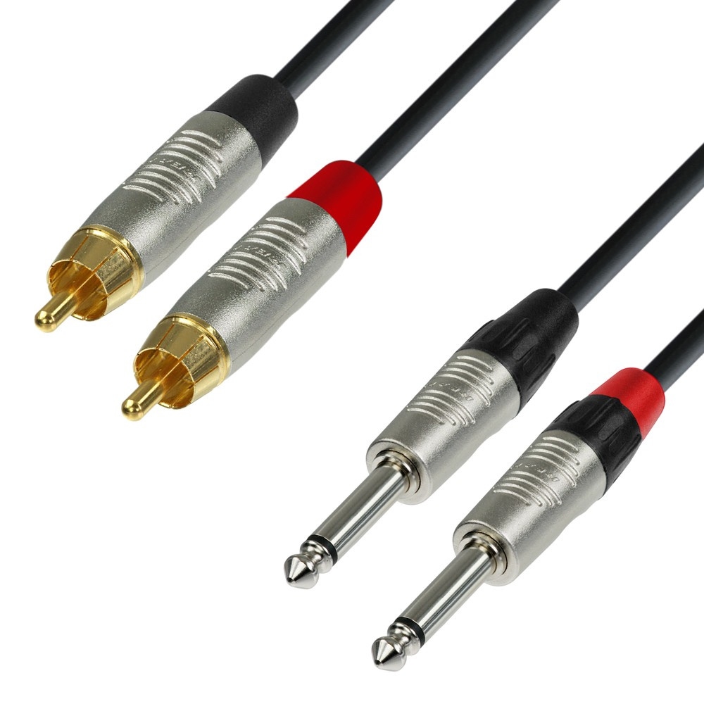 Audio Kabel Rean 2x Jack TS naar 2x RCA 3m