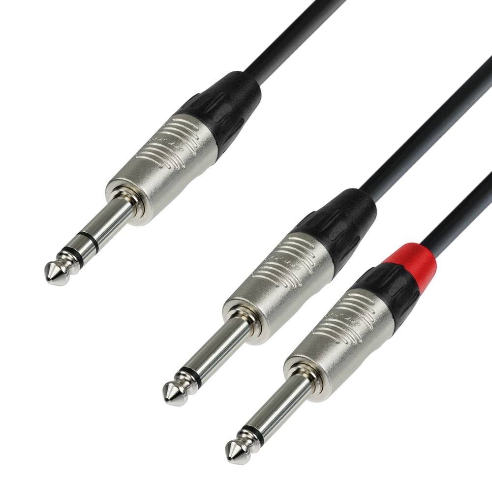 Audio Y-kabel Rean 2x Jack TS naar Jack TRS 3m