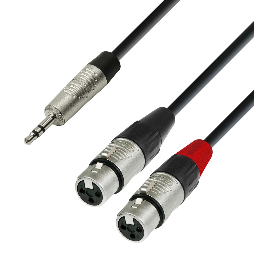 Audio Y-kabel Rean 2x XLR Female naar Mini-jack TRS 3m
