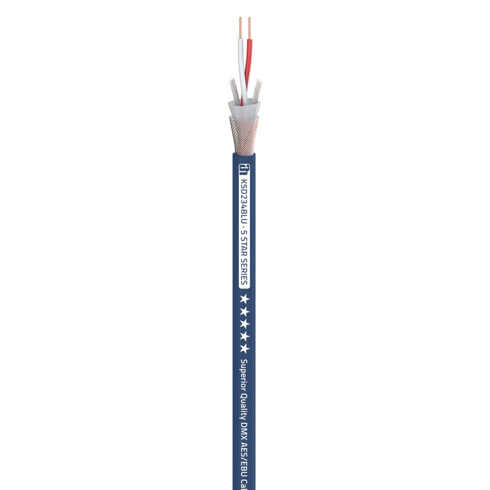 DMX, AES/EBU kabel 0,34 mm² Blauw (per meter)