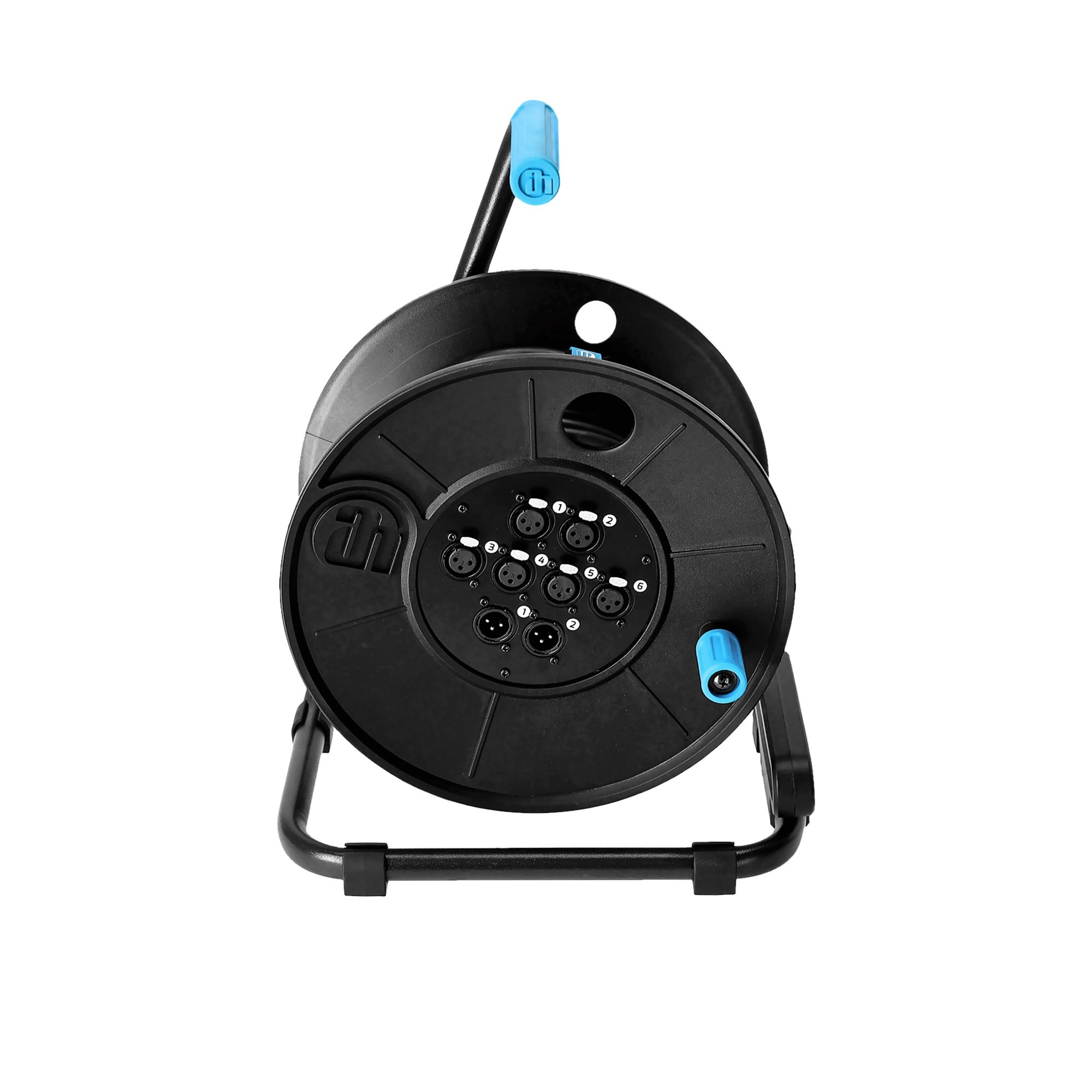 Haspel met 8-kanaals multicore XLR 3p (6 send & 2 return) kabel 15m