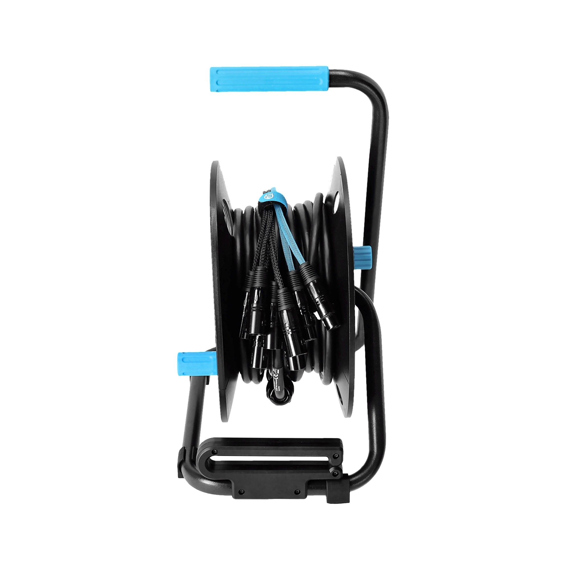 Haspel met 8-kanaals multicore XLR 3p (6 send & 2 return) kabel 30m