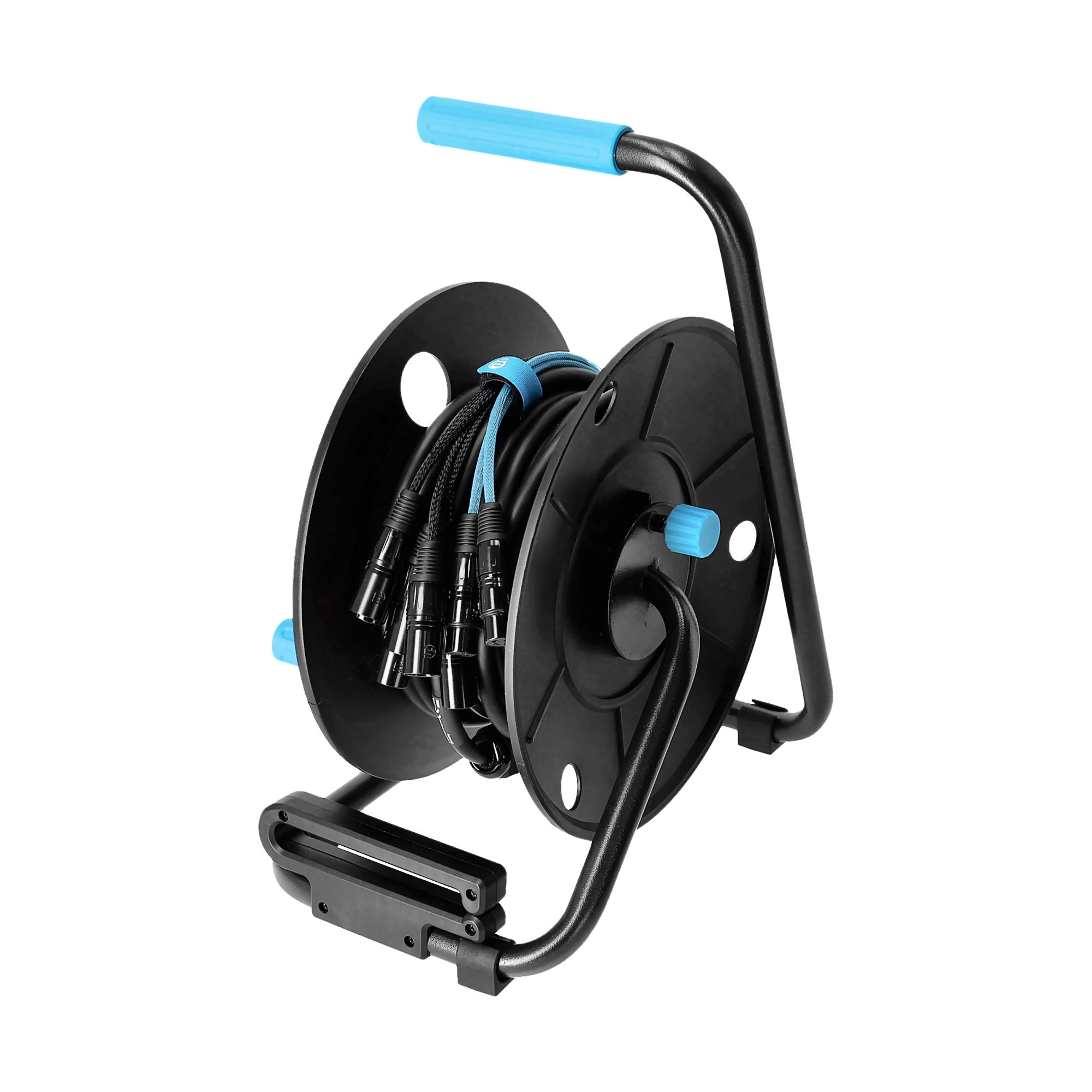 Haspel met 8-kanaals multicore XLR 3p (6 send & 2 return) kabel 30m