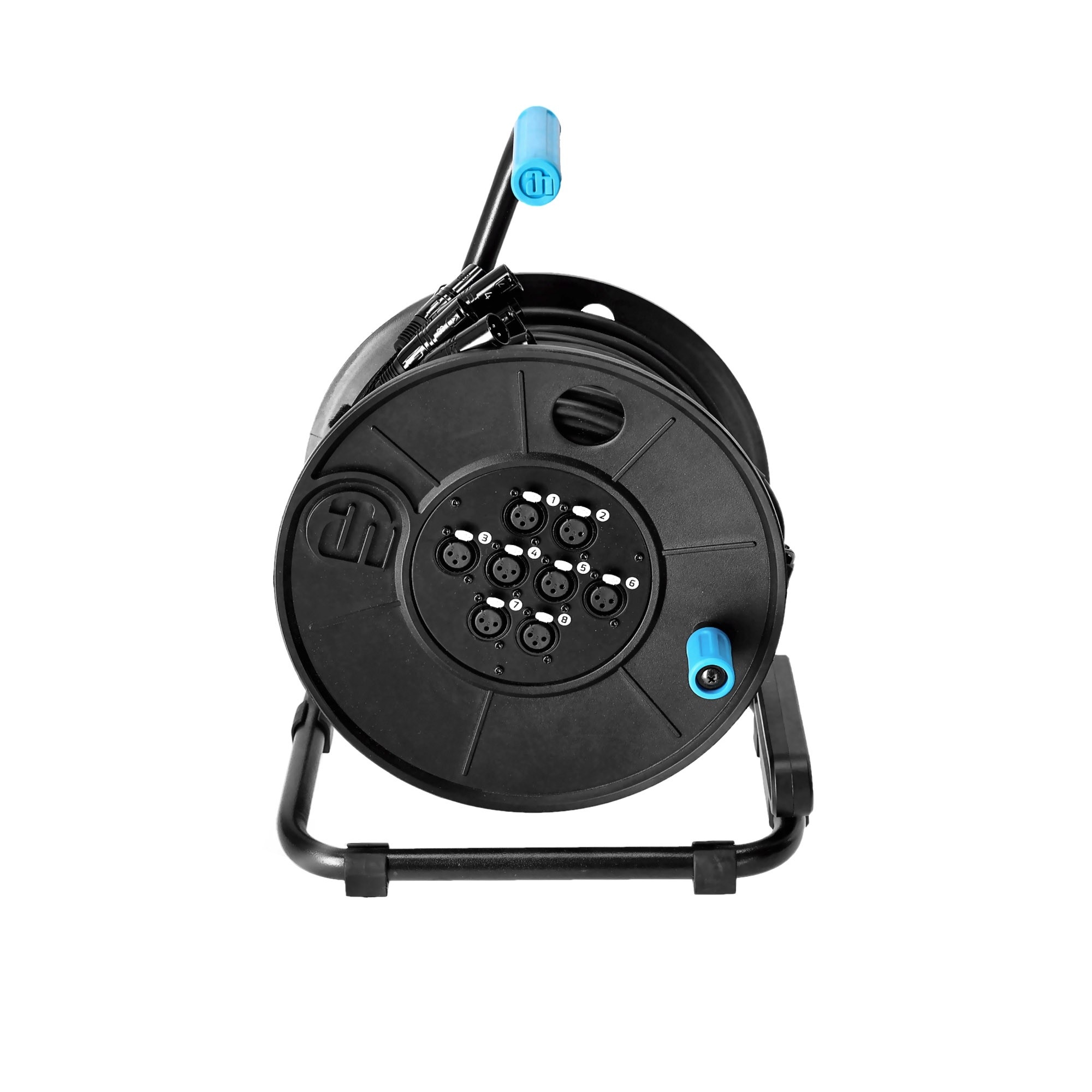 Haspel met 8-kanaals multicore XLR 3p kabel 15m