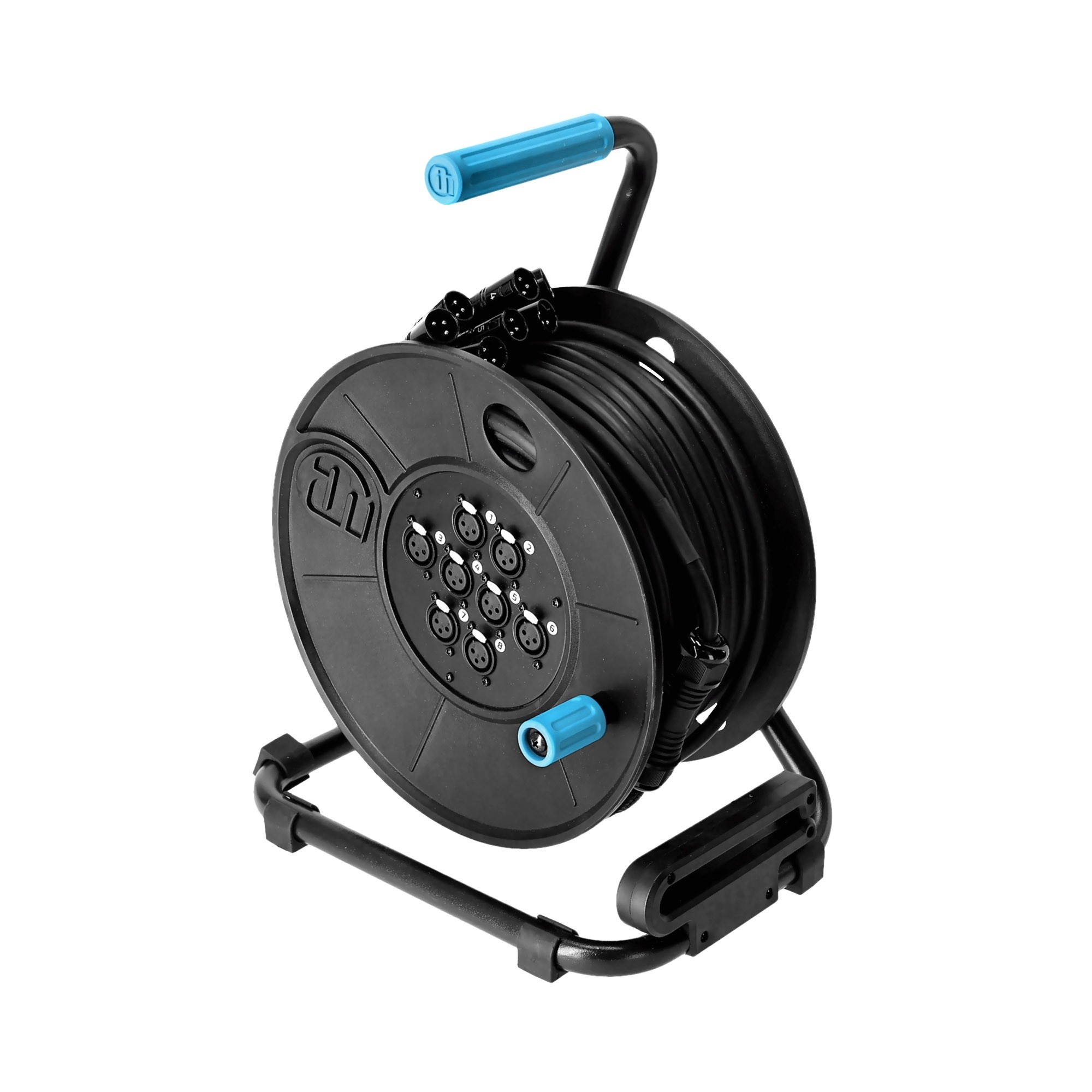 Haspel met 8-kanaals multicore XLR 3p kabel 15m