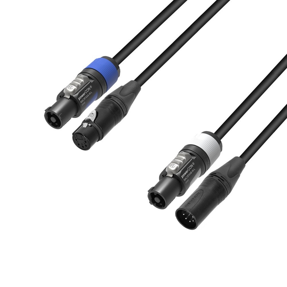 Hybride kabel Neutrik PowerCON & DMX 5p 10m