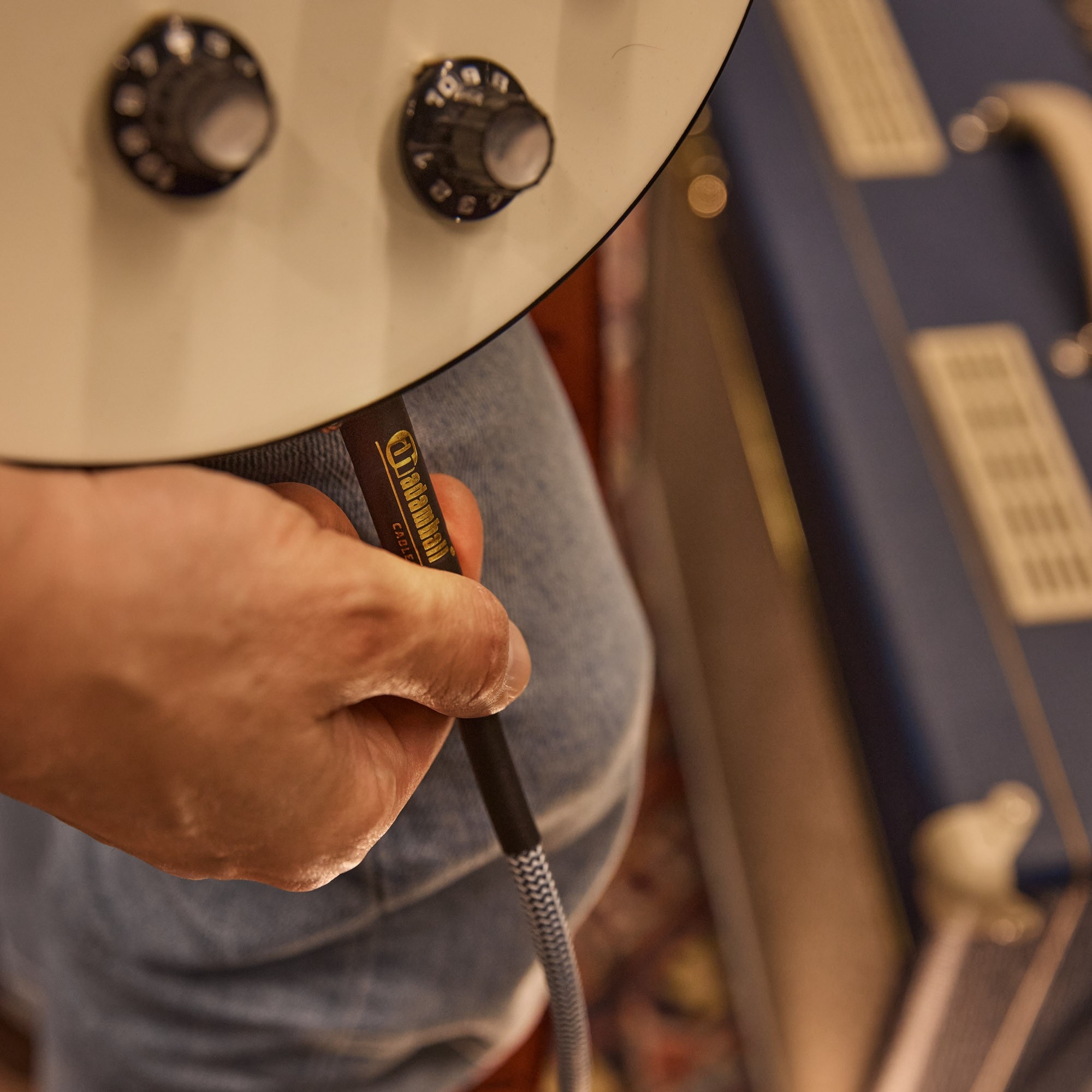 Instrumentkabel Nylon mantel blauw Jack TS 6m