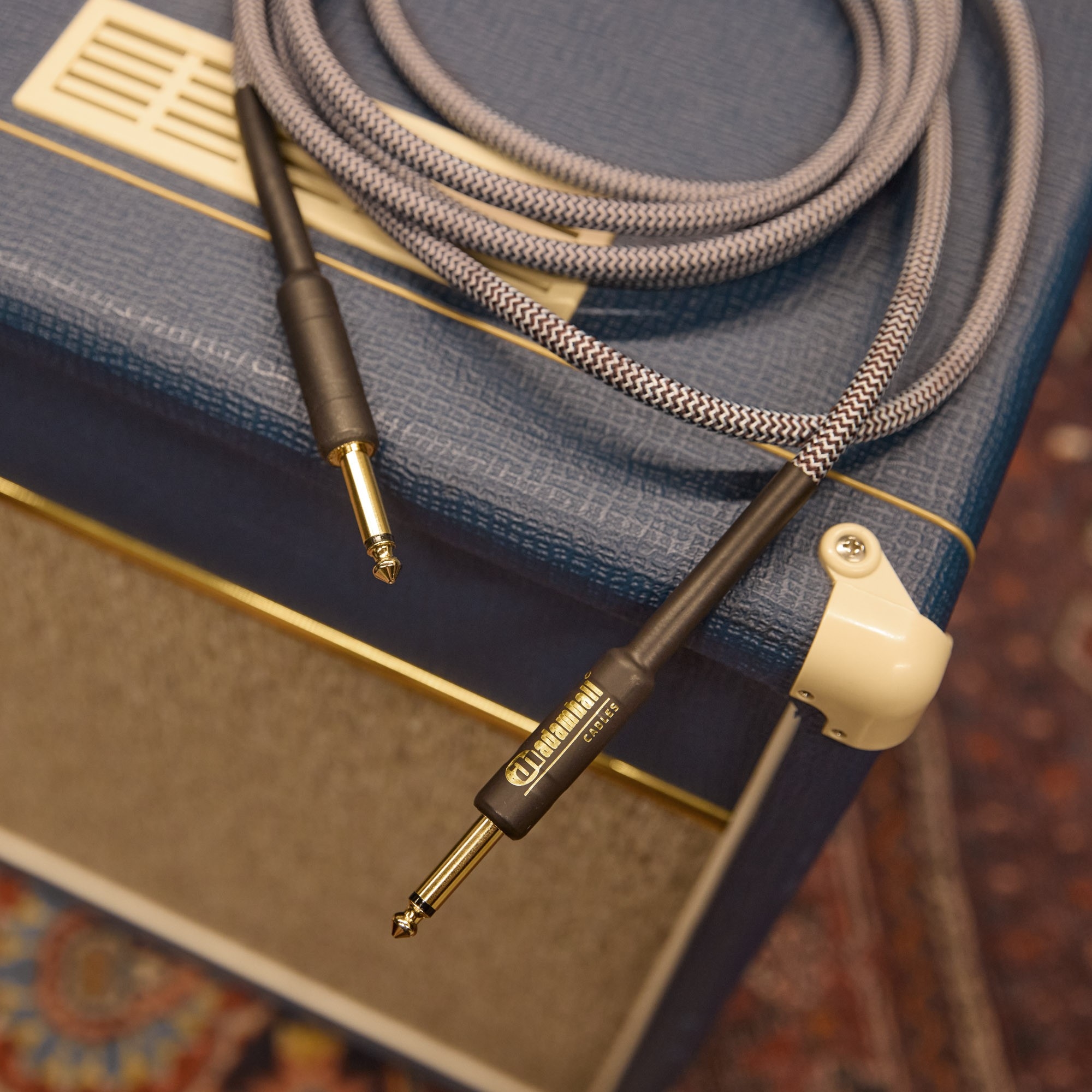 Instrumentkabel Nylon mantel bruin Jack TS 6m