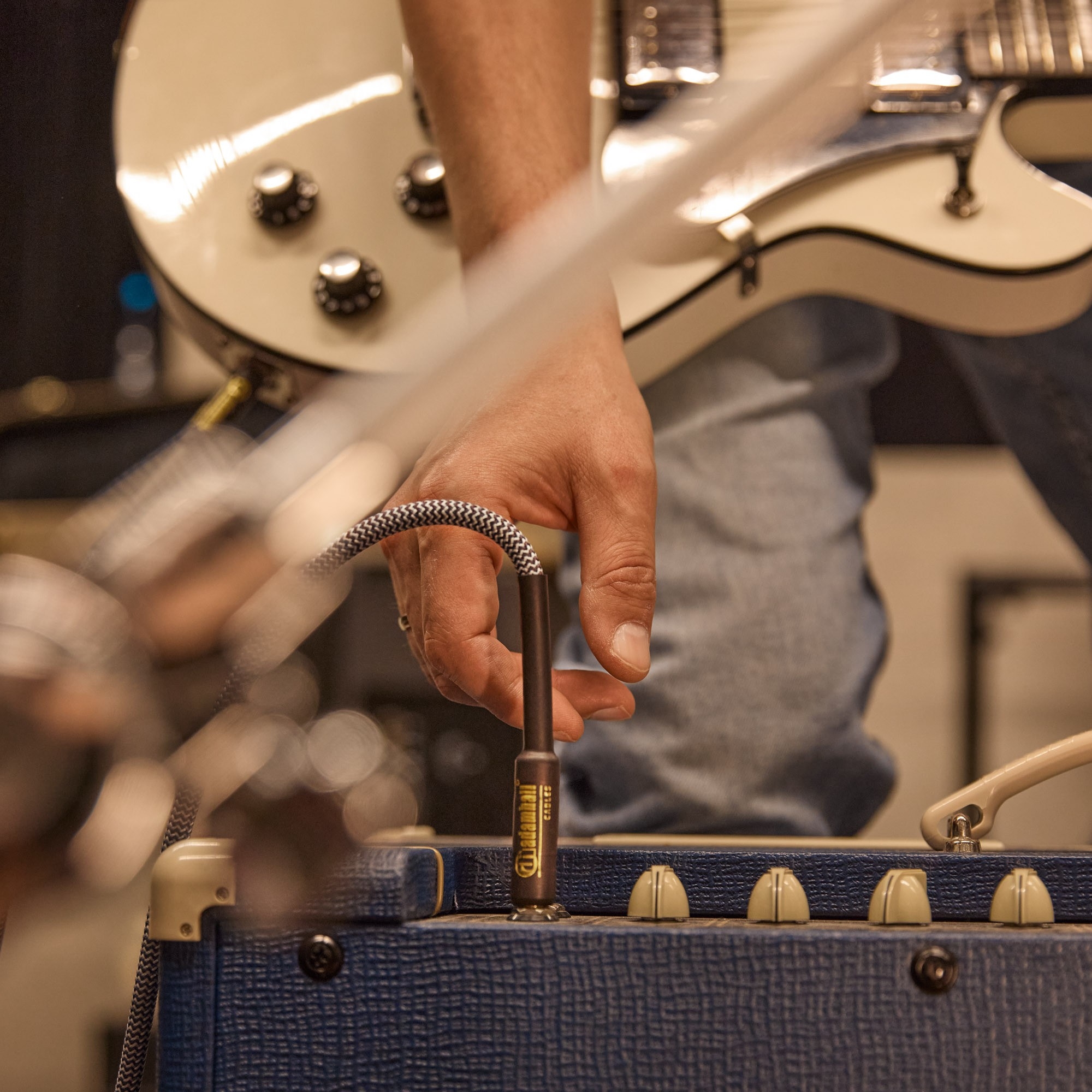 Instrumentkabel Nylon mantel bruin Jack TS 6m