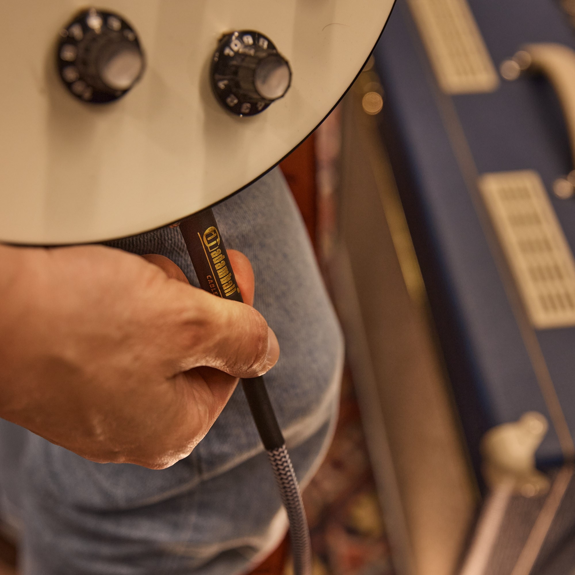 Instrumentkabel Nylon mantel bruin Jack TS 9m