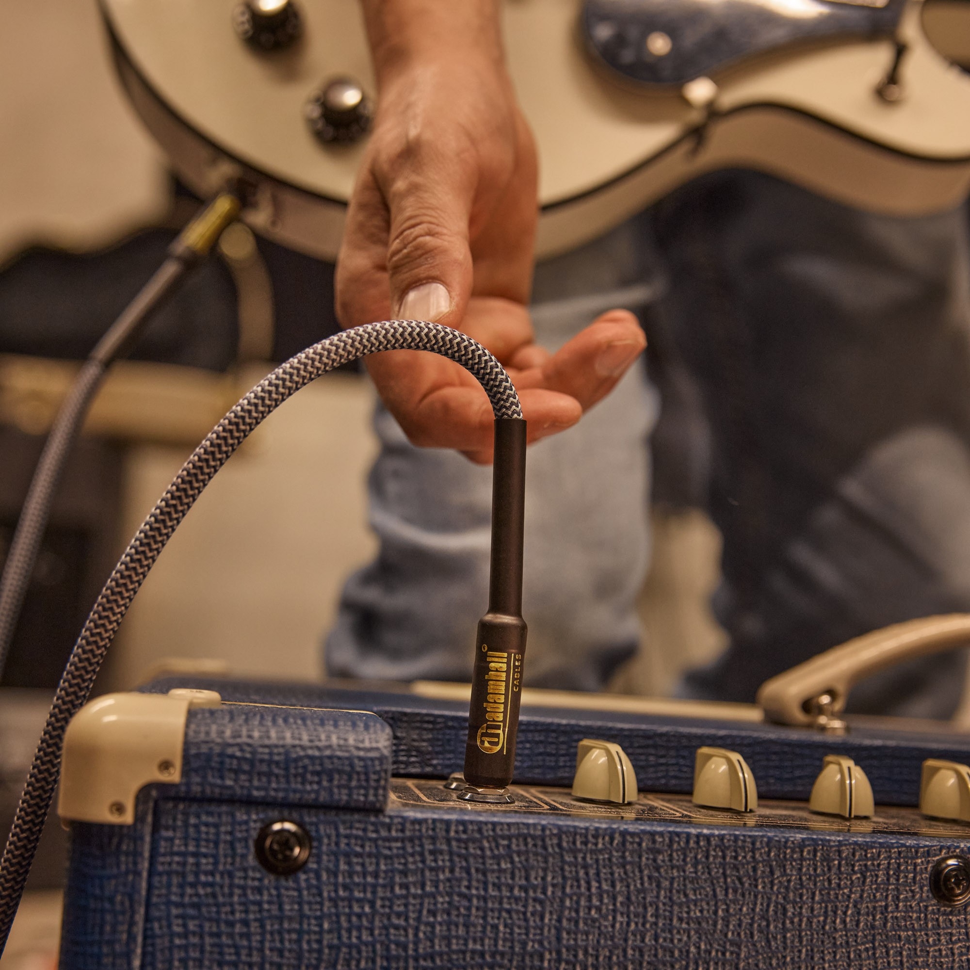 Instrumentkabel Nylon mantel bruin Jack TS 9m