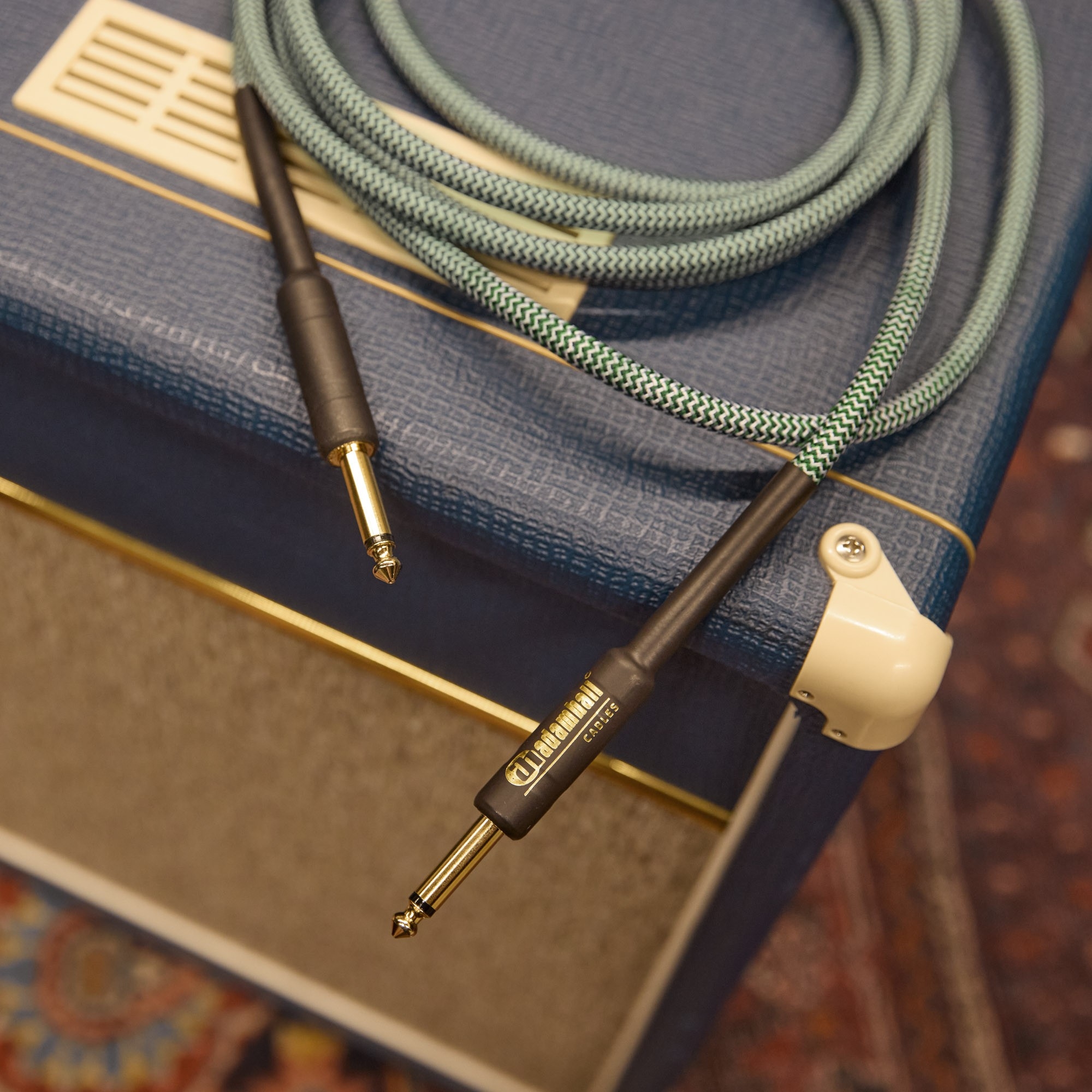 Instrumentkabel Nylon mantel groen Jack TS 6m