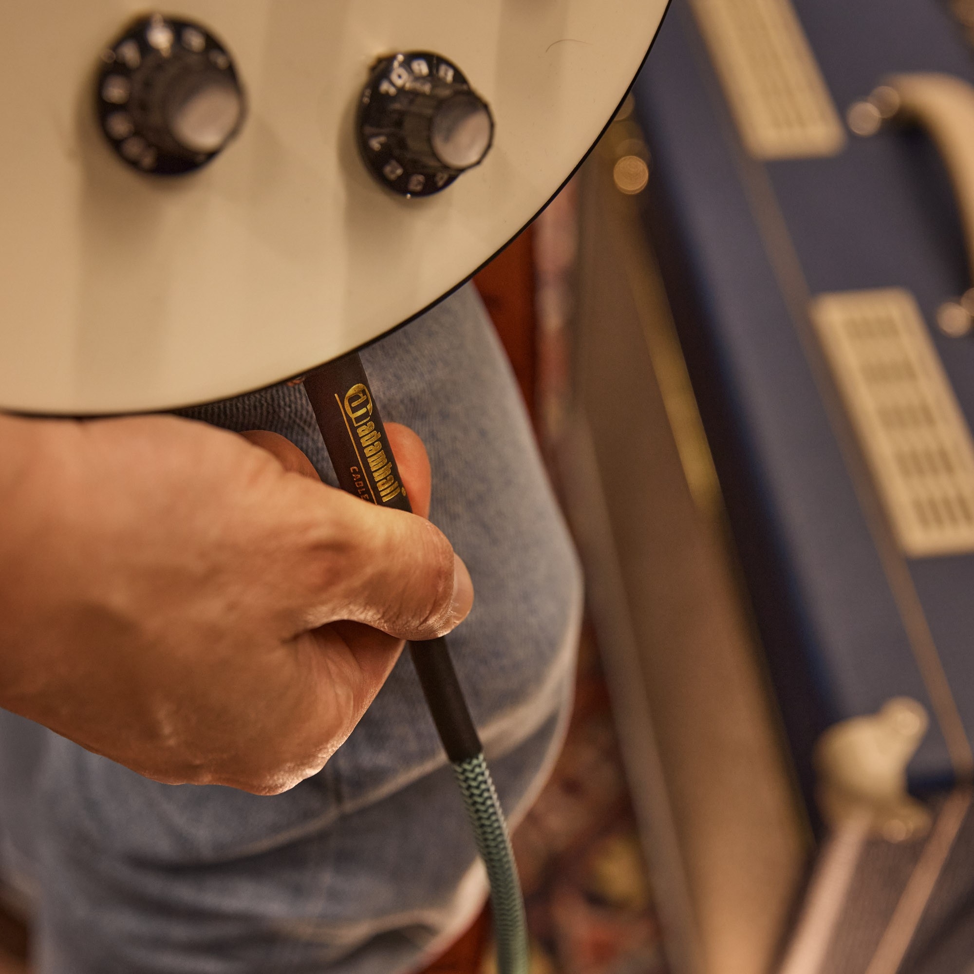 Instrumentkabel Nylon mantel groen Jack TS 9m