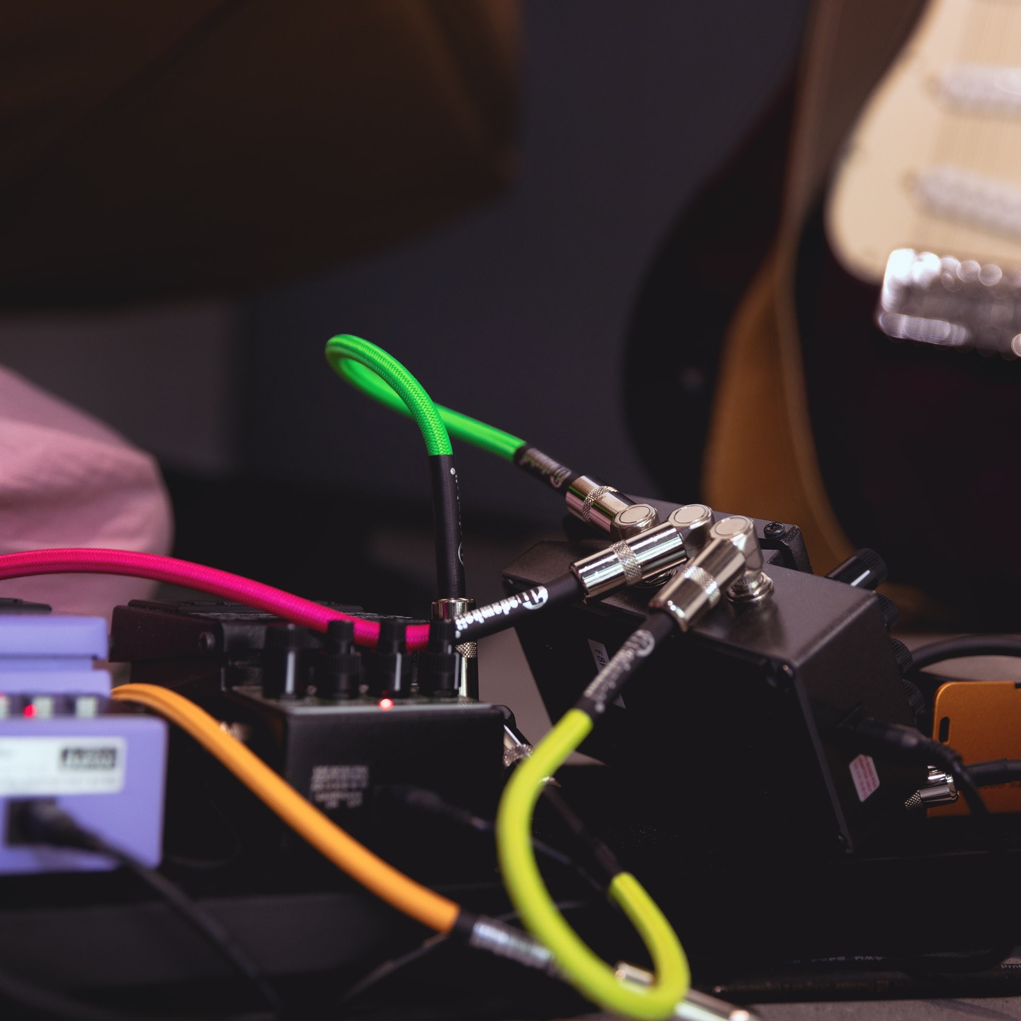 Pedalboard patch kabel Set van 4 haakse Jack TS 0.9m