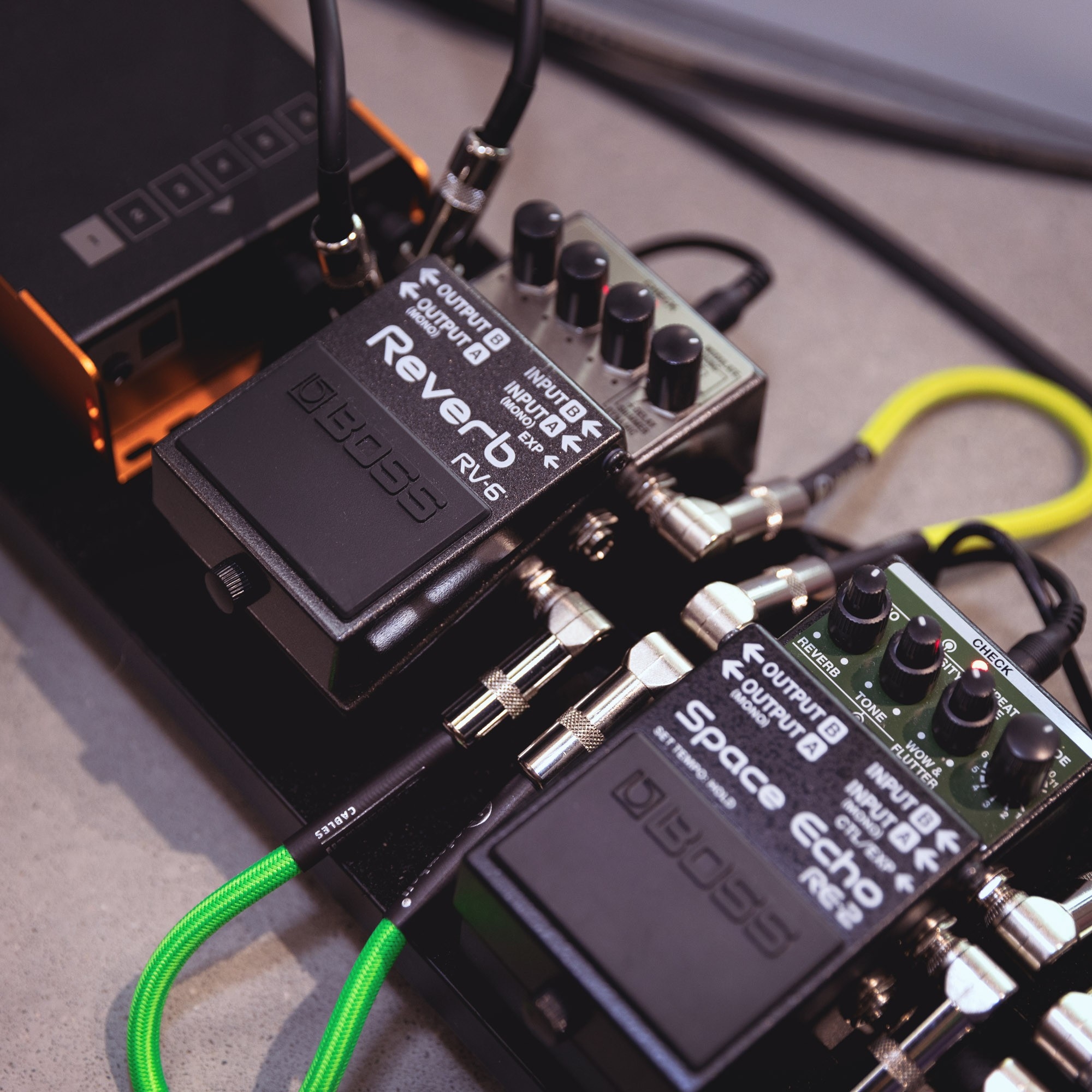 Pedalboard patch kabel Set van 4 haakse Jack TS 0.9m