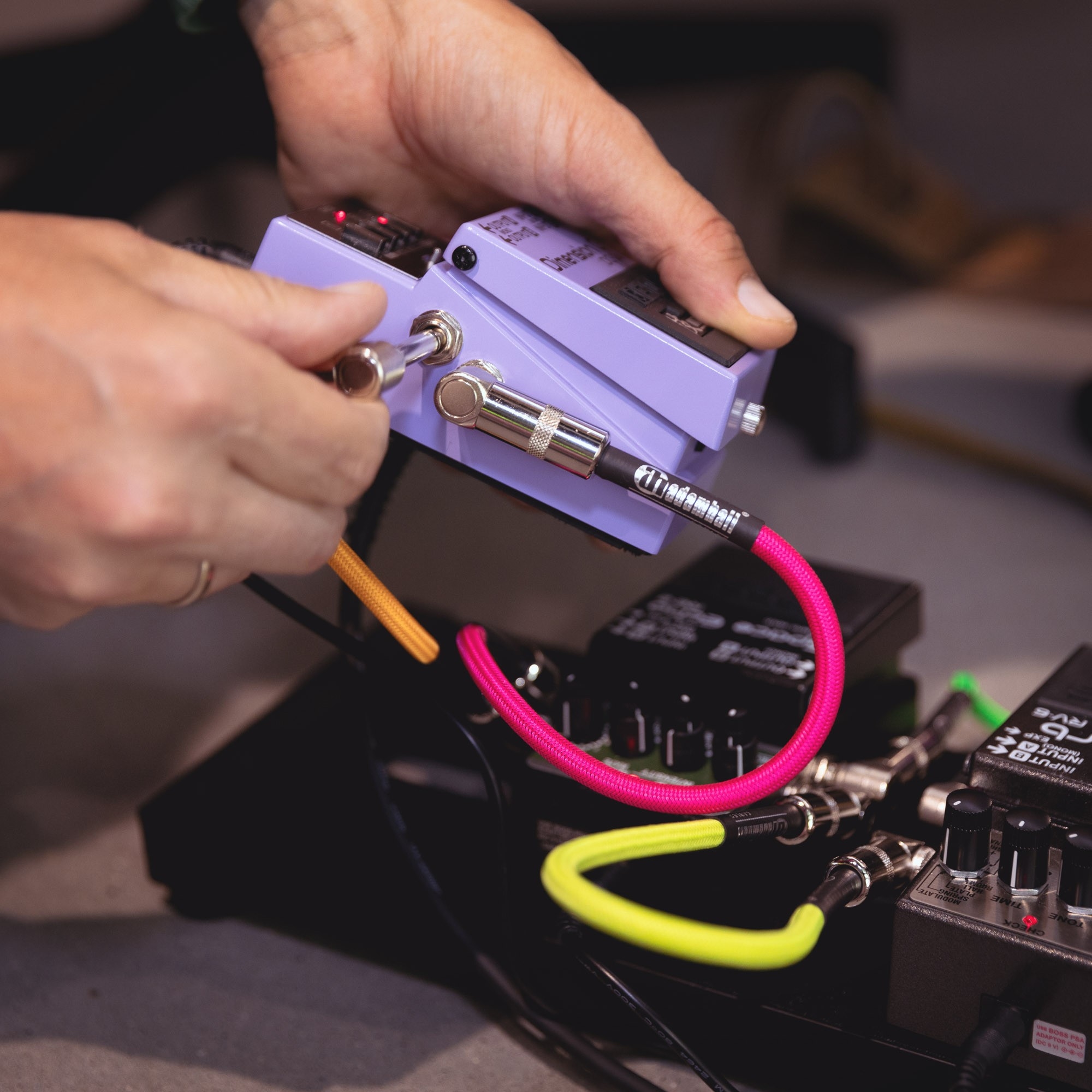 Pedalboard patch kabel Set van 4 haakse Jack TS 0.9m