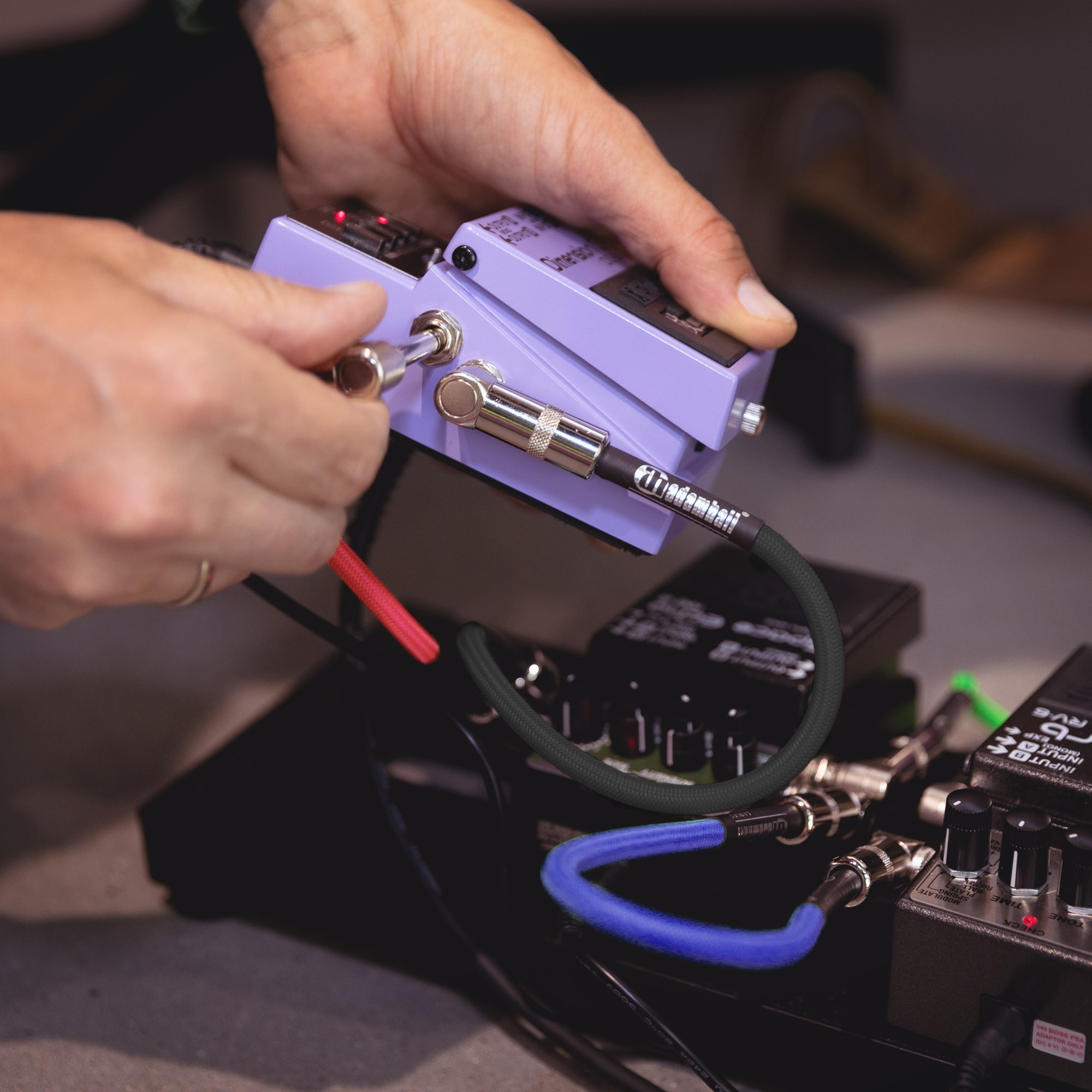 Pedalboard patch kabel Set van 5 haakse Jack TS 0.3m