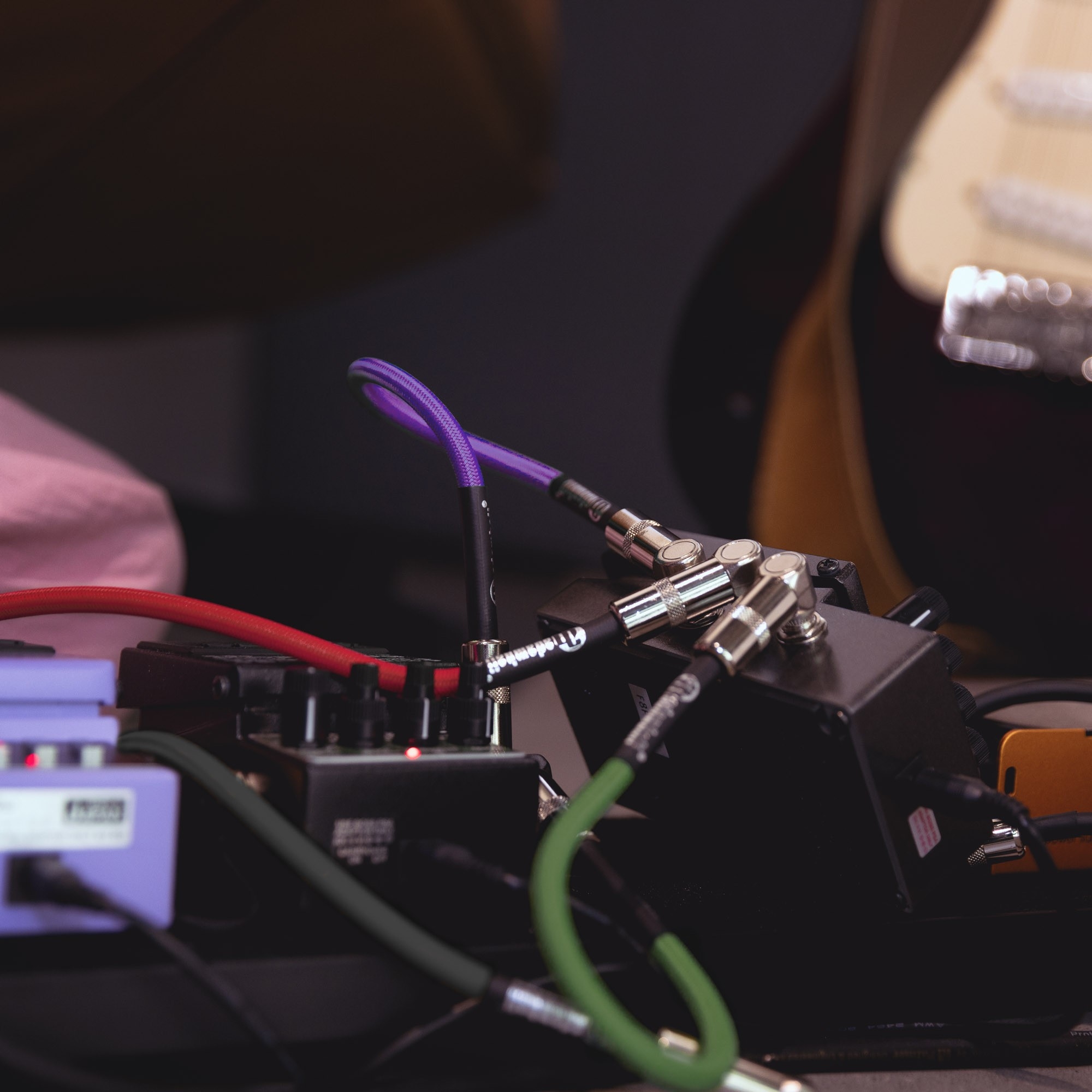 Pedalboard patch kabel Set van 5 haakse Jack TS 0.6m