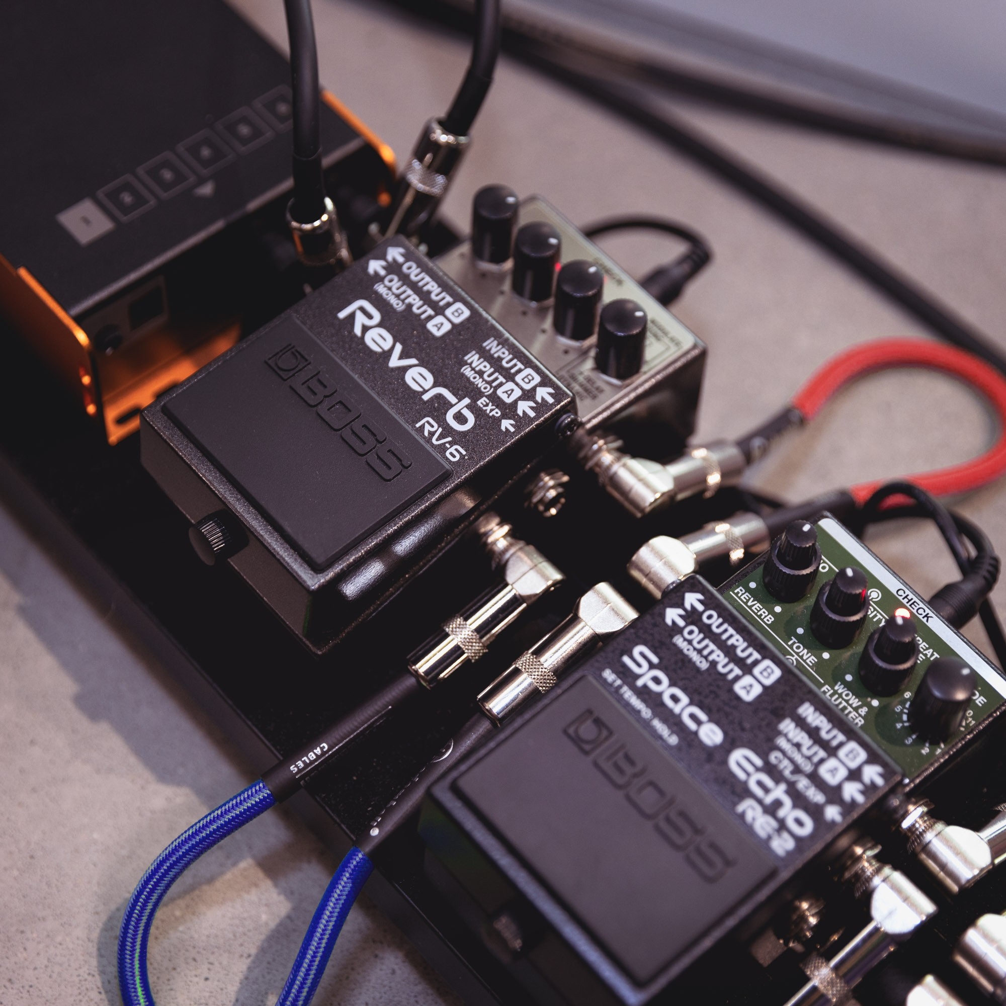 Pedalboard patch kabel Set van 5 haakse Jack TS 0.9m