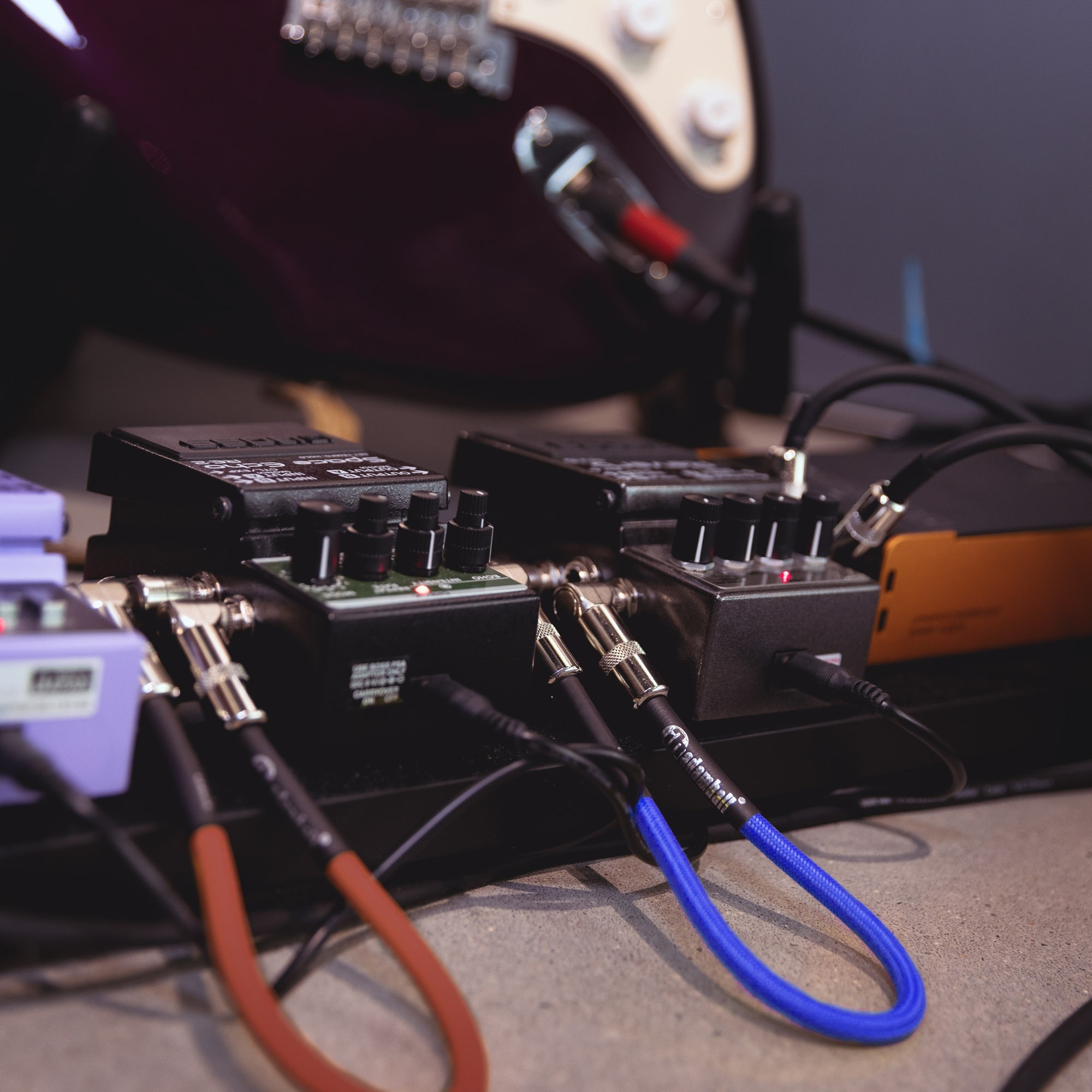 Pedalboard patch kabel Set van 5 haakse Jack TS 0.9m