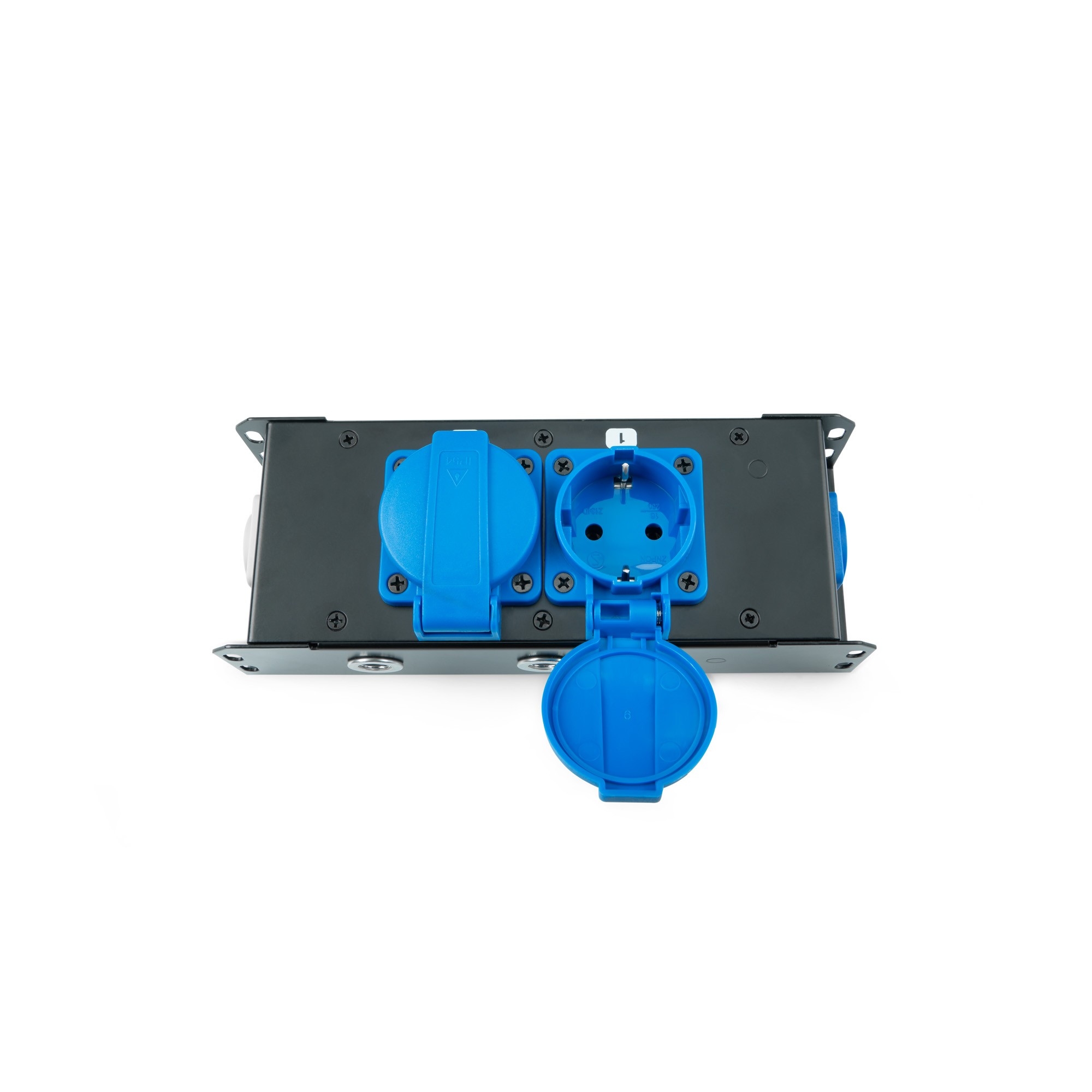 Pro Stekkerblok PowerCON in en 2x Shuko uit