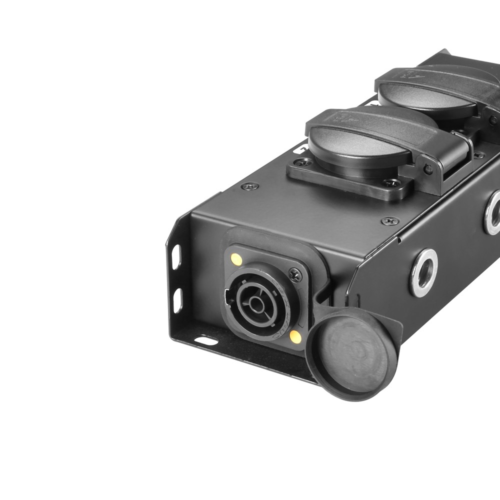 Pro Stekkerblok PowerCON TRUE1 in en 2x Shuko IP54 uit