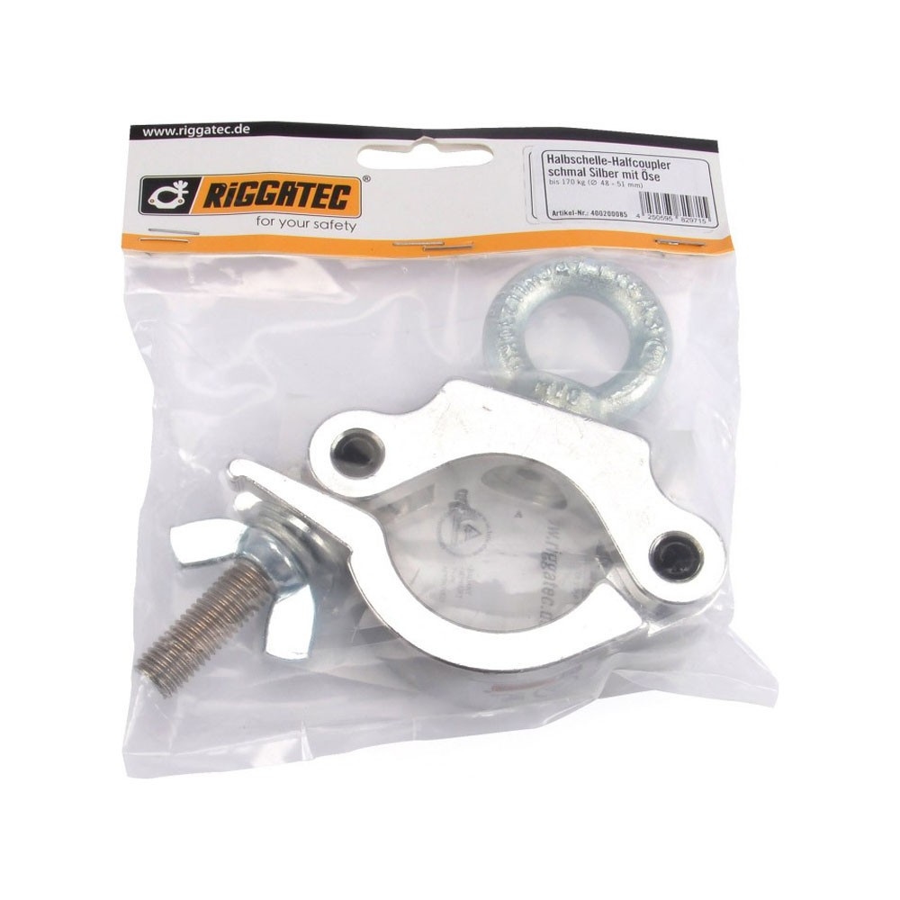 RIGGATEC Halfcoupler Small, Zilver, with Ring max. Load 170 kg (48 - 51 mm)