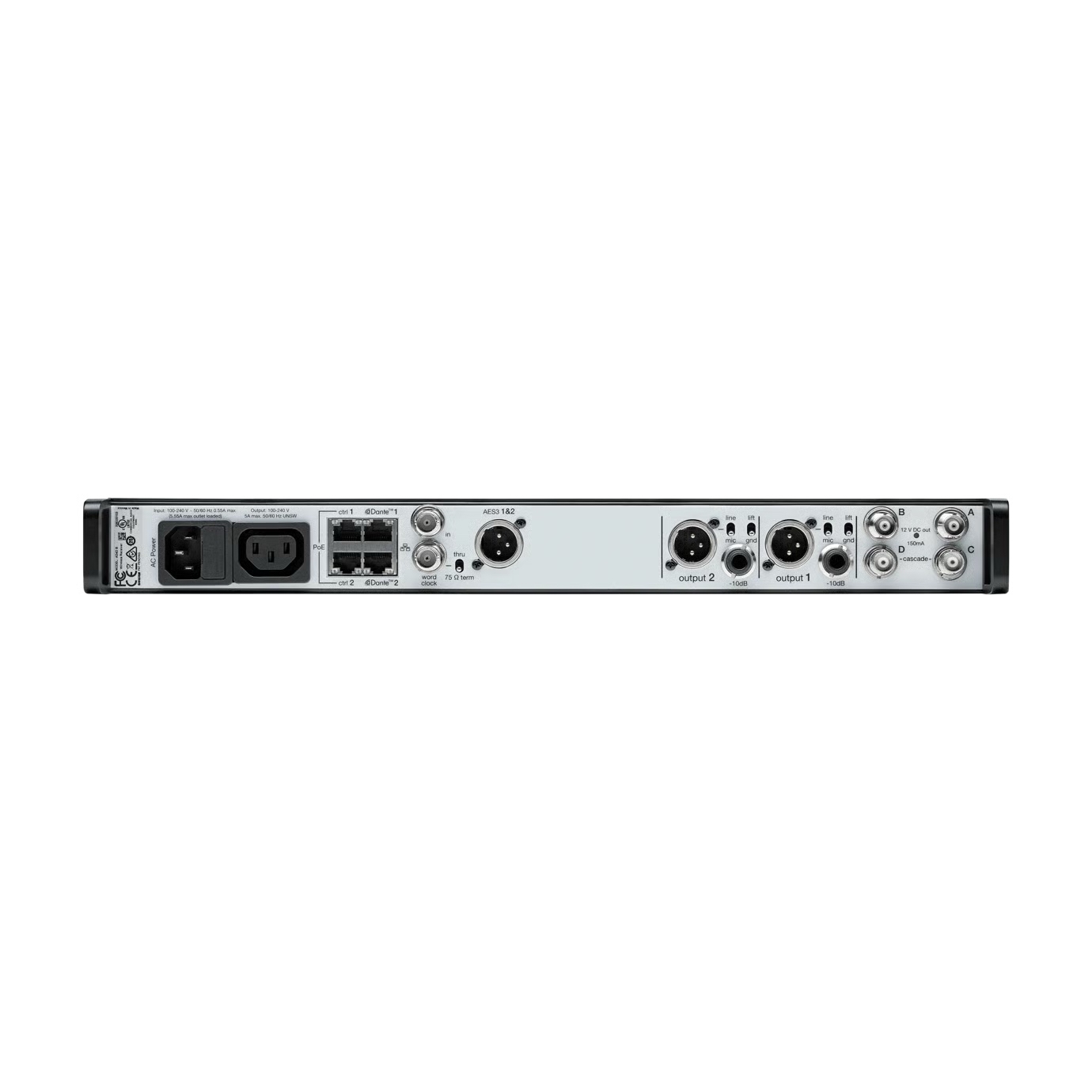 Shure AD4D-DC, Two-Channel Digital Wireless Receiver