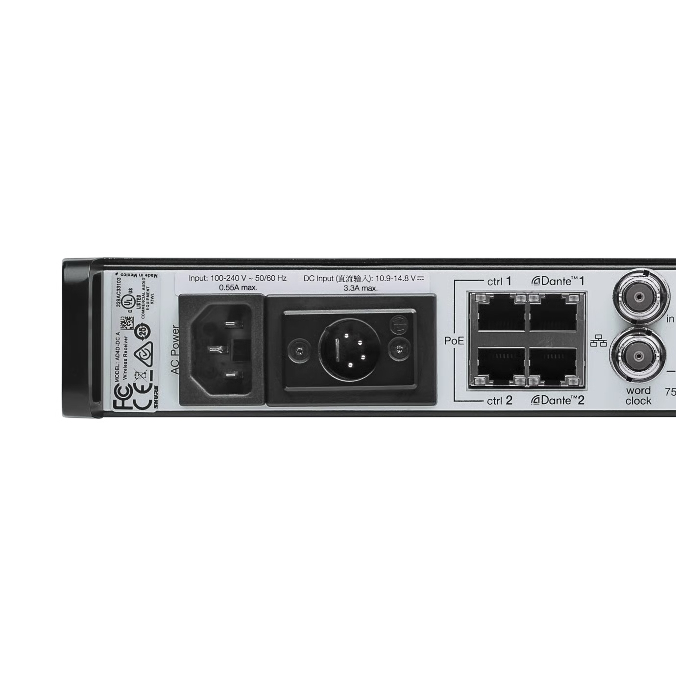 Shure AD4D-DC, Two-Channel Digital Wireless Receiver